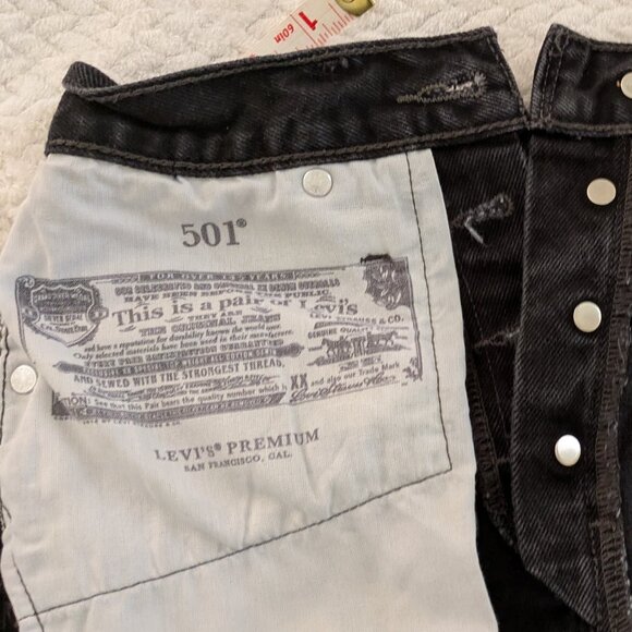 Levi's Premium 501 Cutoff Shorts XX Black Wash w/Button Fly & Blank Tab sz 26 - Picture 5 of 13